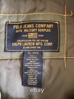 VTG Ralph Lauren Polo 67 Jeans Co Bomber Jacket Military Surplus Green Mens XL