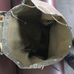 VTG SWISS ARMY Military Leather/Canvas Salt & Pepper BACKPACK Rucksack