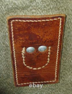 VTG Swiss Army Military Backpack Rucksack Canvas Leather Salt & Pepper 1950's