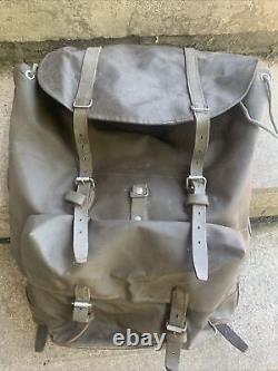 VTG Swiss Army Rubberized Waterproof & Leather Military Rucksack Backpack War