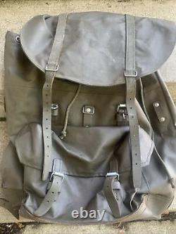 VTG Swiss Army Rubberized Waterproof & Leather Military Rucksack Backpack War