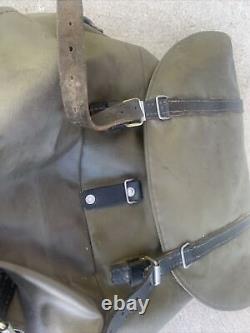 VTG Swiss Army Rubberized Waterproof & Leather Military Rucksack Backpack War