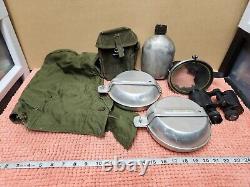 VTG US Army 7 Pc Military Lot US Government Army Gear Lot Of 7 Hood, Canteen Etc