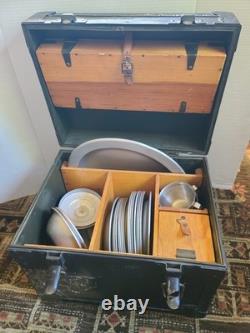 VTG US Army Officer's Field Mess Kit Chest Nearly Complete Military USA