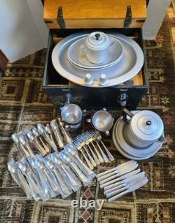 VTG US Army Officer's Field Mess Kit Chest Nearly Complete Military USA