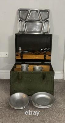 VTG US Army Officer's Field Mess Kit Chest with Accessories Military USA