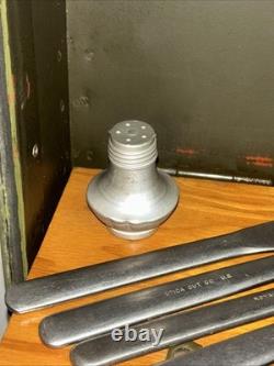 VTG US Army Officer's Field Mess Kit Chest with Accessories Military USA