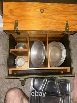 VTG US Army Officer's Field Mess Kit Chest with Accessories Military USA