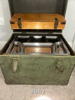 VTG US Army Officer's Field Mess Kit Chest with Accessories Military USA
