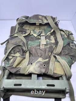 VTG US Military Army Woodland Camo ALICE Pack Rucksack Bag Size Medium With Frame