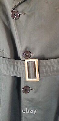 VTG WW2 1946 US Army Military Trench Coat with Wool Liner Med Regular Brass Buckle