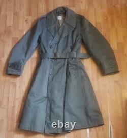 VTG WW2 1946 US Army Military Trench Coat with Wool Liner Med Regular Brass Buckle