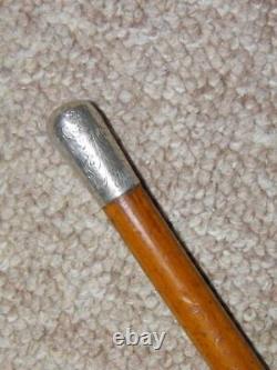 Victorian Boer War Military Swagger Stick With Hallmarked Silver 1900 Pommel Top