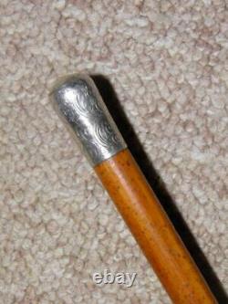 Victorian Boer War Military Swagger Stick With Hallmarked Silver 1900 Pommel Top