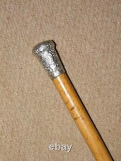 Victorian Military Drill Cane With'Royal Northumberland Fusiliers' Repousse Top