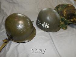 Vietnam era AIRBORNE helmet + liner camo cover stand US army military surplus