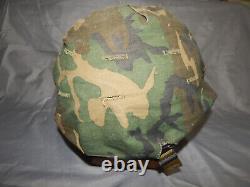 Vietnam era AIRBORNE helmet + liner camo cover stand US army military surplus