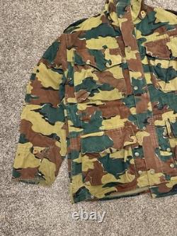 Vintage 1958 Belgian Jigsaw Camo Field Jacket Denison Full Zip Army Military XL