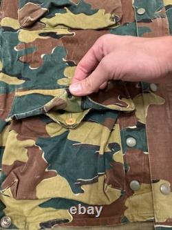 Vintage 1958 Belgian Jigsaw Camo Field Jacket Denison Full Zip Army Military XL