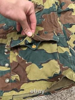 Vintage 1958 Belgian Jigsaw Camo Field Jacket Denison Full Zip Army Military XL