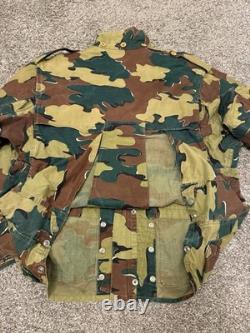 Vintage 1958 Belgian Jigsaw Camo Field Jacket Denison Full Zip Army Military XL
