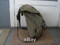 Vintage 1959 Swiss Army Military Canvas & Leather Rucksack Backpack