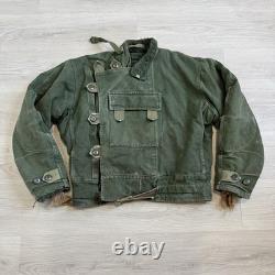 Vintage 1960s Swedish Army Motorcycle Jacket Faded Worn. View Measurements