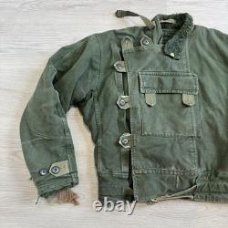 Vintage 1960s Swedish Army Motorcycle Jacket Faded Worn. View Measurements
