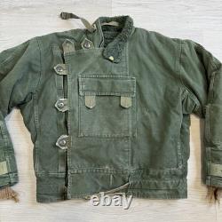 Vintage 1960s Swedish Army Motorcycle Jacket Faded Worn. View Measurements