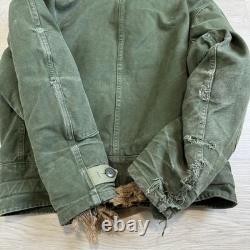 Vintage 1960s Swedish Army Motorcycle Jacket Faded Worn. View Measurements