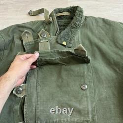 Vintage 1960s Swedish Army Motorcycle Jacket Faded Worn. View Measurements