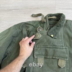Vintage 1960s Swedish Army Motorcycle Jacket Faded Worn. View Measurements