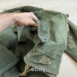 Vintage 1960s Swedish Army Motorcycle Jacket Faded Worn. View Measurements