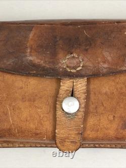 Vintage 1967 Swiss Army Solid Leather Military Double Ammo Belt Bag Pouch