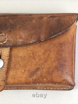 Vintage 1967 Swiss Army Solid Leather Military Double Ammo Belt Bag Pouch