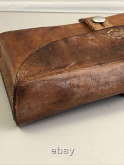 Vintage 1967 Swiss Army Solid Leather Military Double Ammo Belt Bag Pouch