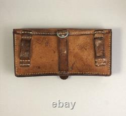 Vintage 1967 Swiss Army Solid Leather Military Double Ammo Belt Bag Pouch