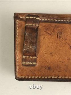 Vintage 1967 Swiss Army Solid Leather Military Double Ammo Belt Bag Pouch