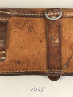 Vintage 1967 Swiss Army Solid Leather Military Double Ammo Belt Bag Pouch