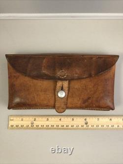 Vintage 1967 Swiss Army Solid Leather Military Double Ammo Belt Bag Pouch