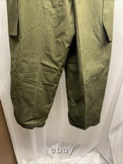 Vintage 1970s Dutch Army KL Cargo Pants Olive Military Sateen 36x31 Button Fly