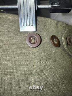 Vintage 1970s Dutch Army KL Cargo Pants Olive Military Sateen 36x31 Button Fly