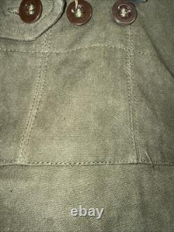 Vintage 1970s Dutch Army KL Cargo Pants Olive Military Sateen 36x31 Button Fly