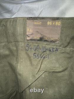 Vintage 1970s Dutch Army KL Cargo Pants Olive Military Sateen 36x31 Button Fly