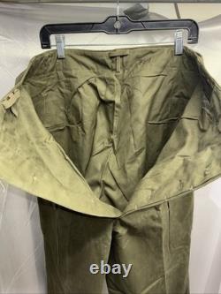 Vintage 1970s Dutch Army KL Cargo Pants Olive Military Sateen 36x31 Button Fly