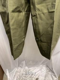 Vintage 1970s Dutch Army KL Cargo Pants Olive Military Sateen 82x80 Button Fly