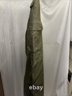 Vintage 1970s Dutch Army KL Cargo Pants Olive Military Sateen 82x80 Button Fly