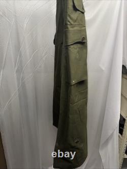 Vintage 1970s Dutch Army KL Cargo Pants Olive Military Sateen 82x80 Button Fly
