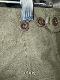 Vintage 1970s Dutch Army KL Cargo Pants Olive Military Sateen 82x80 Button Fly