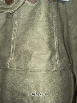 Vintage 1970s Dutch Army KL Cargo Pants Olive Military Sateen 82x80 Button Fly